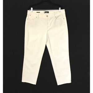 Talbots Petite Women's Flawless 5 Pocket Boyfriend Jeans White Denim Size 12P